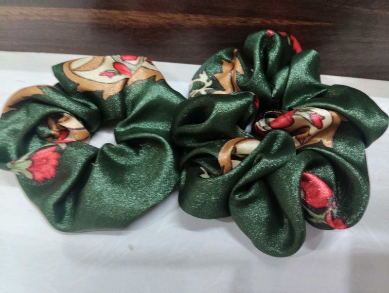 Satin Floral Scrunchies (Set of 2)