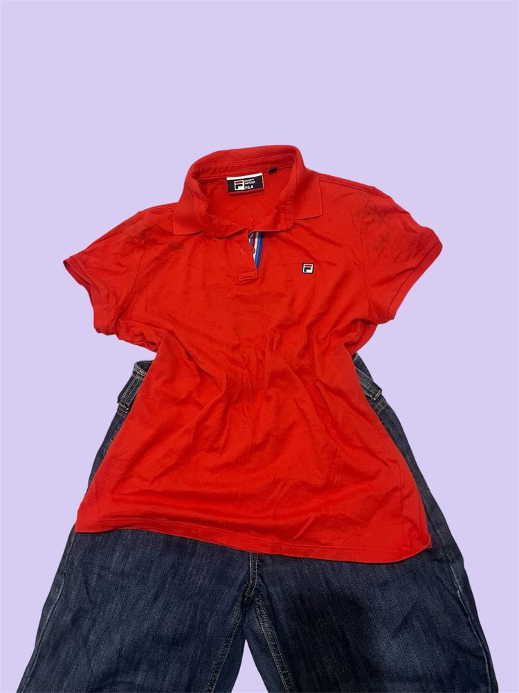 fila red fitted polo shirt