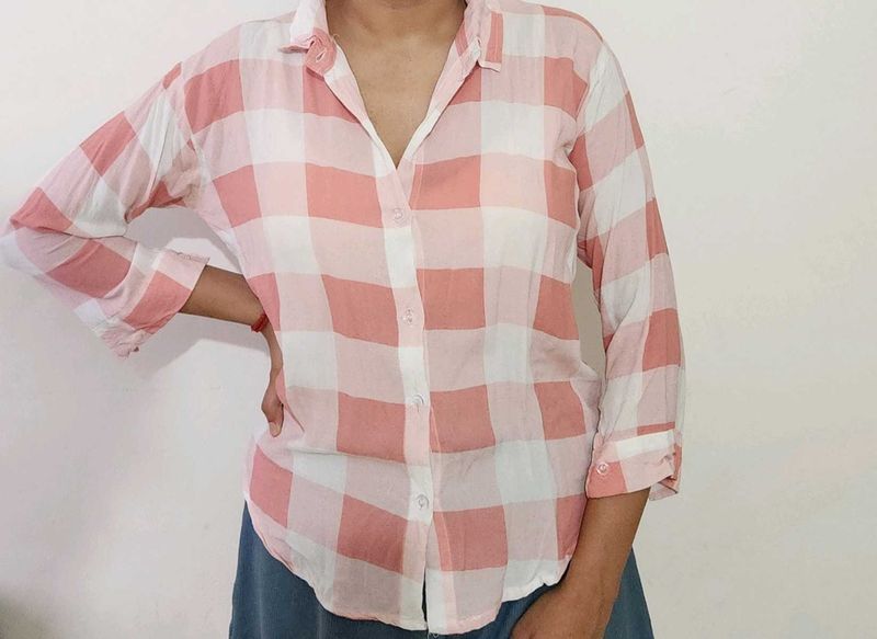 Pink &amp; White Gingham Button-Down
