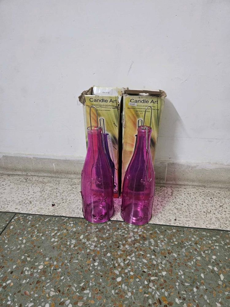 Set of 2 Pink Candle Holders