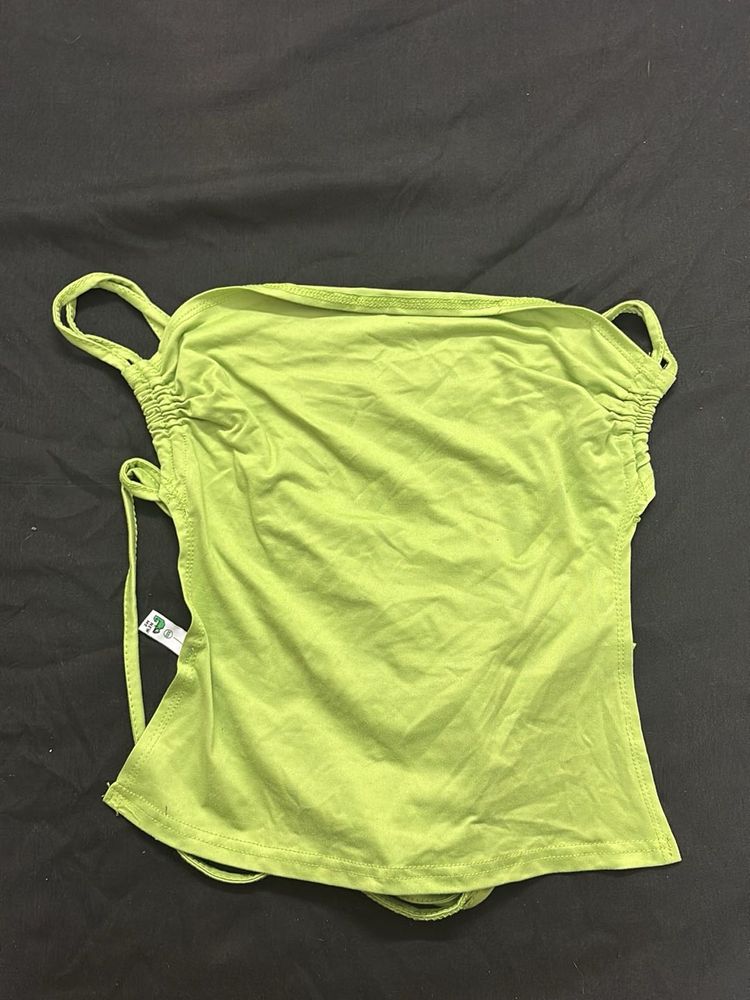 Lime Green Sleeveless Crop Top