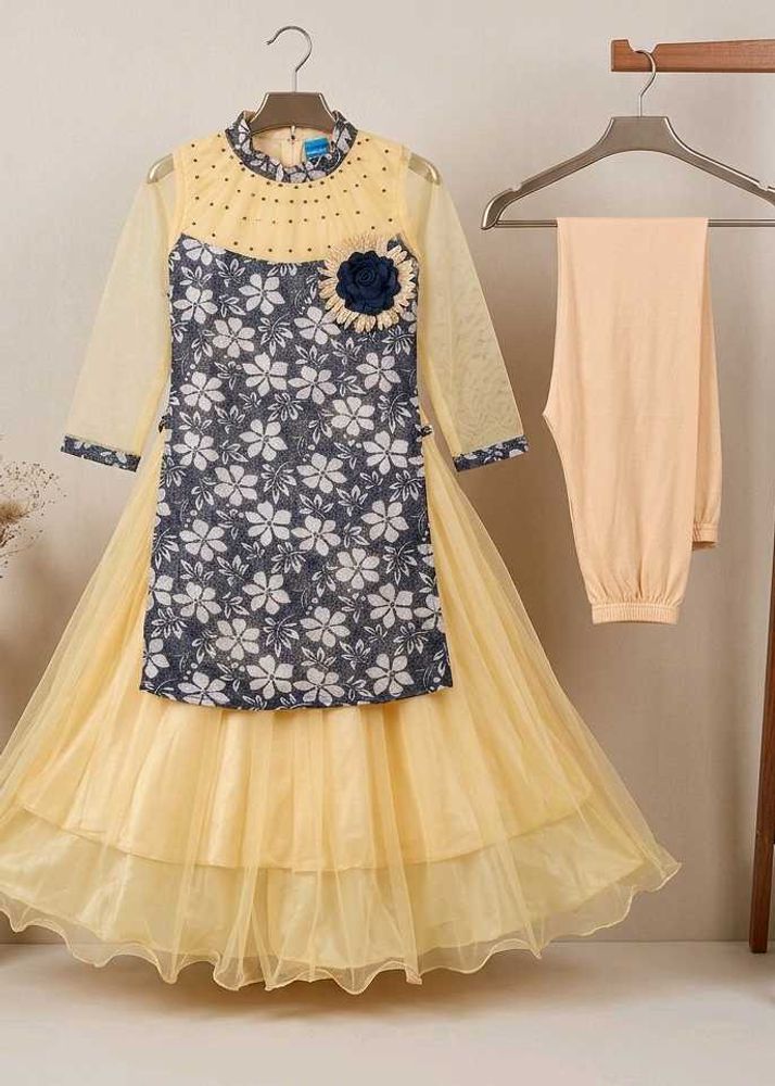Beautiful Yellow Floral Kurta Set