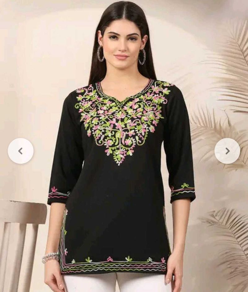Embroidered Black Kurta