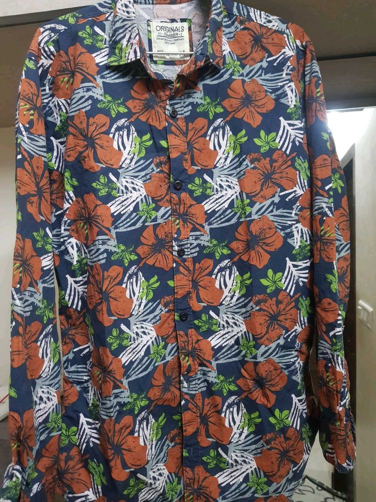 Men's Floral Print Long Sleeve Shirt