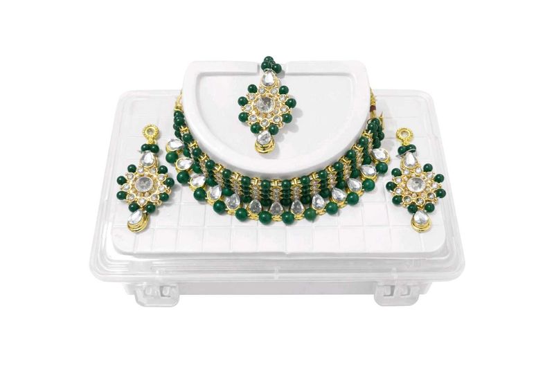 Elegant Green &amp; Gold Jewelry Set