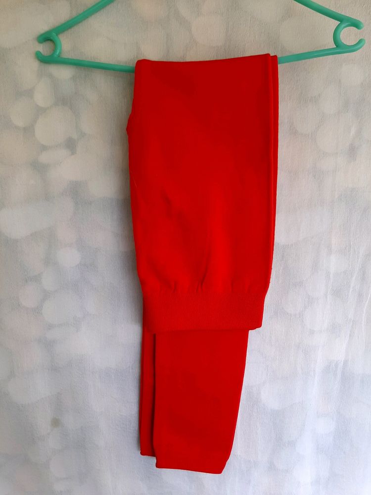 Women Red Fleece Leggings
