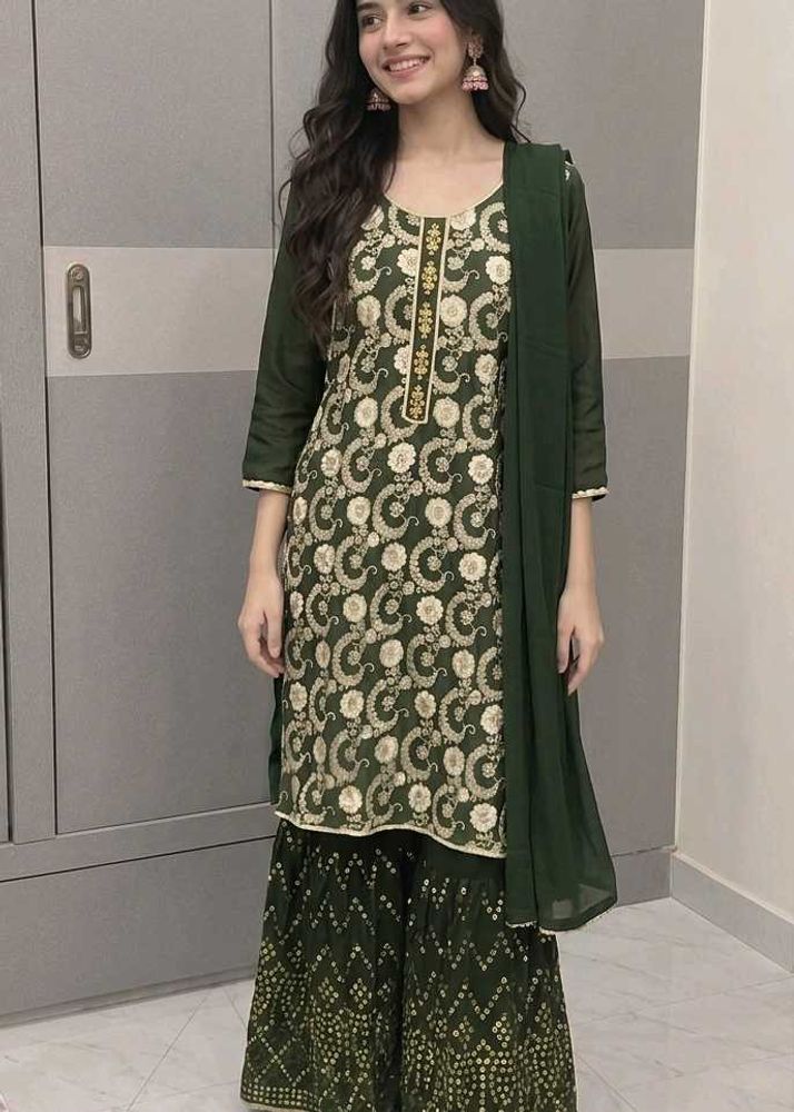 Embroidered Kurta Set with Dupatta