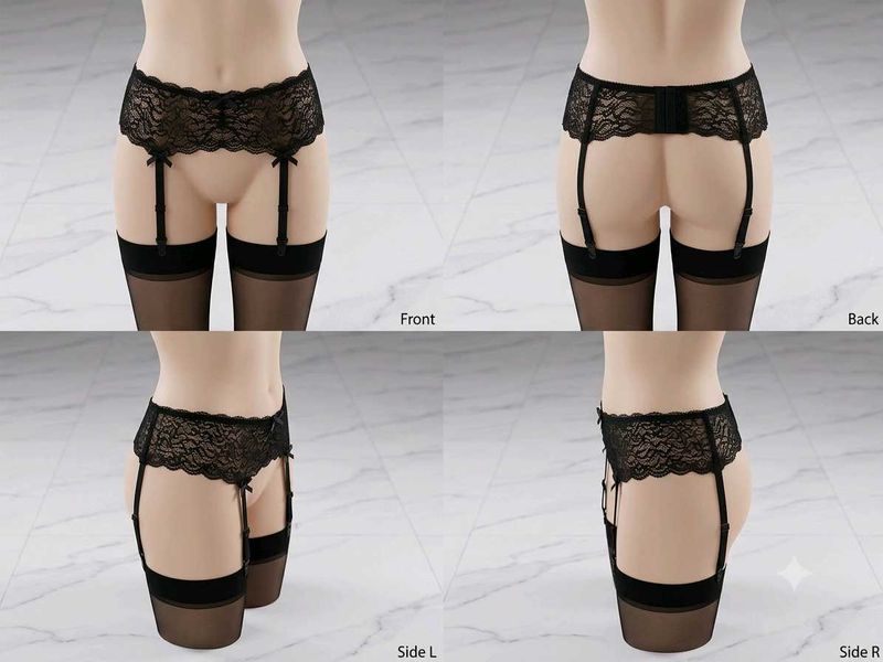 Elegant Black Lace Garter Belt(1400)