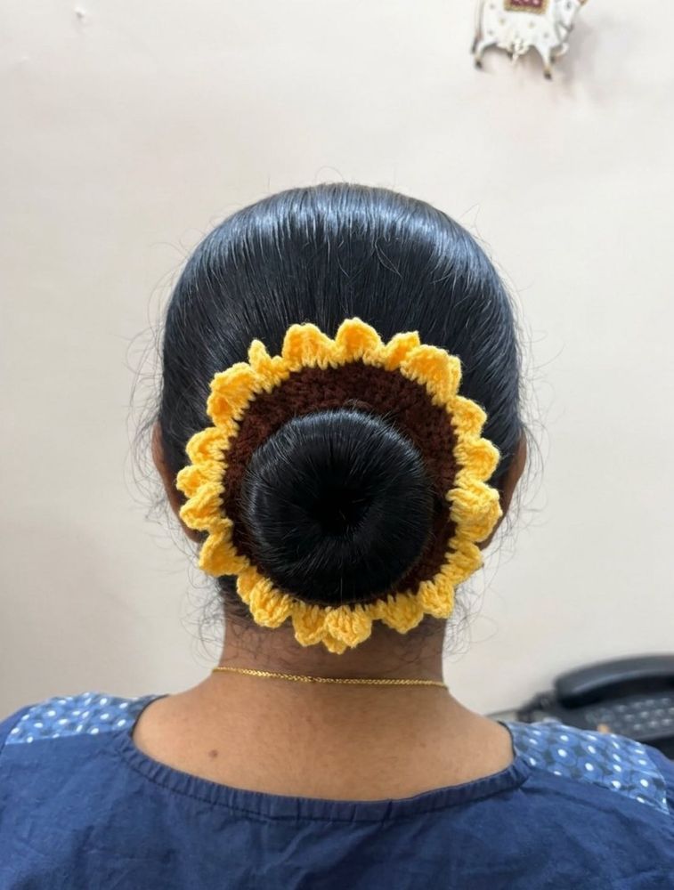 Crocheted Sunflower Hair Scrunchie