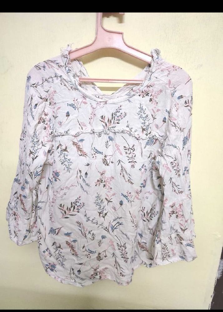 Floral Print Ruffled Blouse