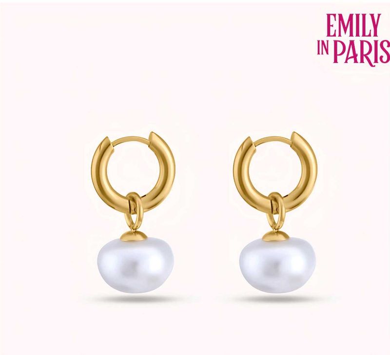 Palmonas::Gold Pearl Hoop Earrings