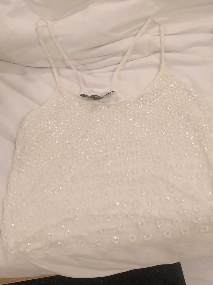 Sparkly White Cami Top