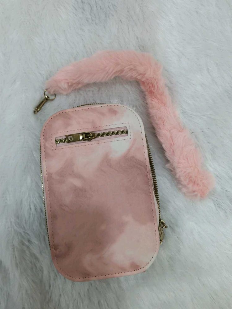 Cute Pink Marble Clutch mobile Bag