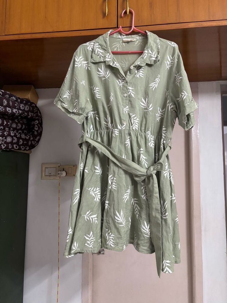 “Bombay Paisley” Mintgreen Leafy Mini Dress