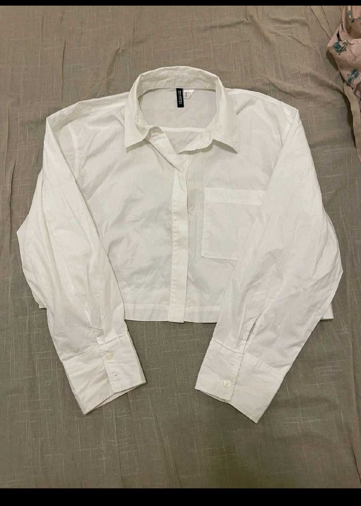 White Cropped Shirt