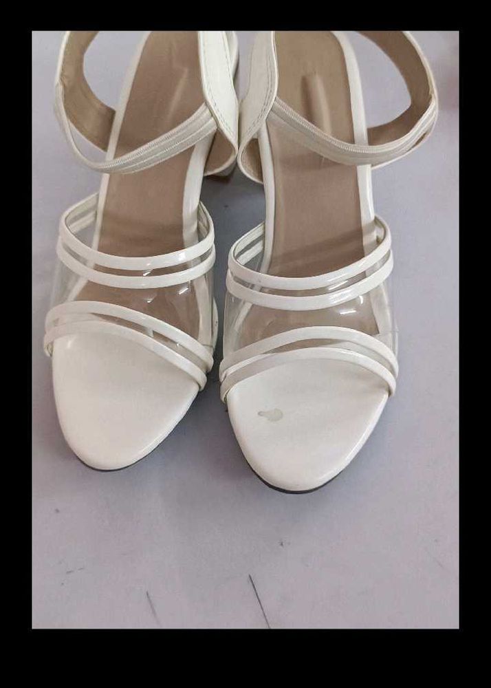 Chic White Transparent Strap Heels