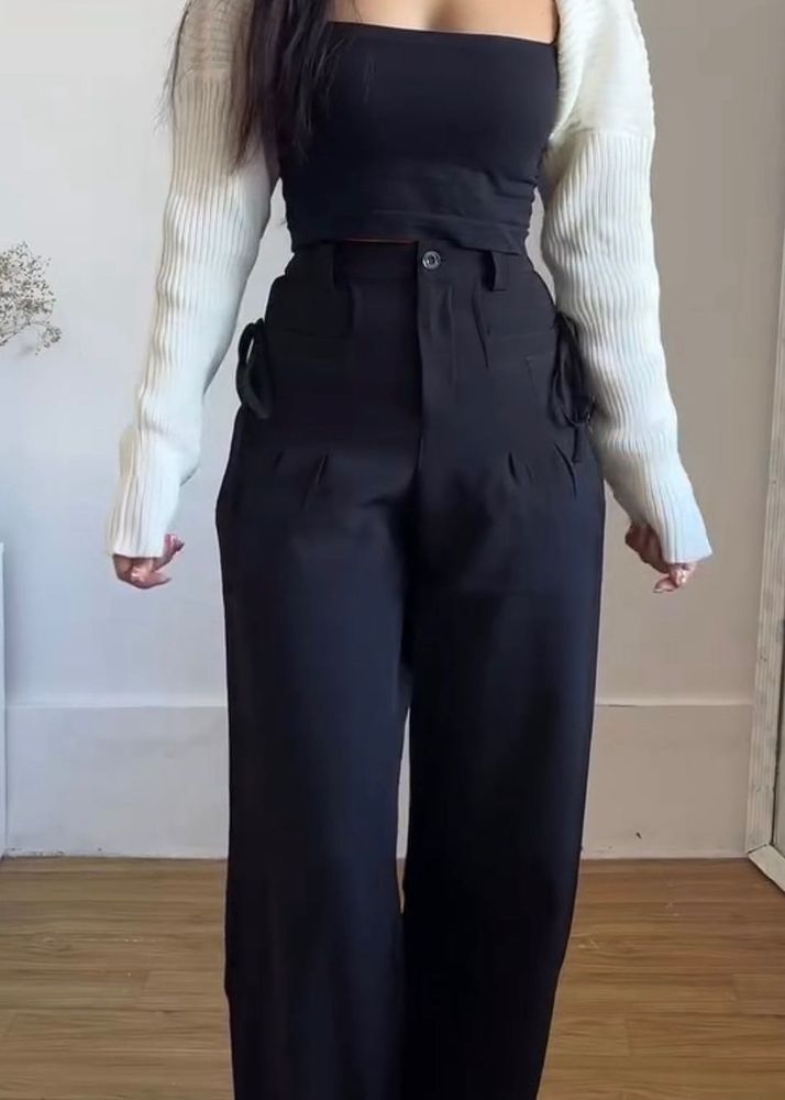 Offduty Stylish Black Wide-Leg Pants