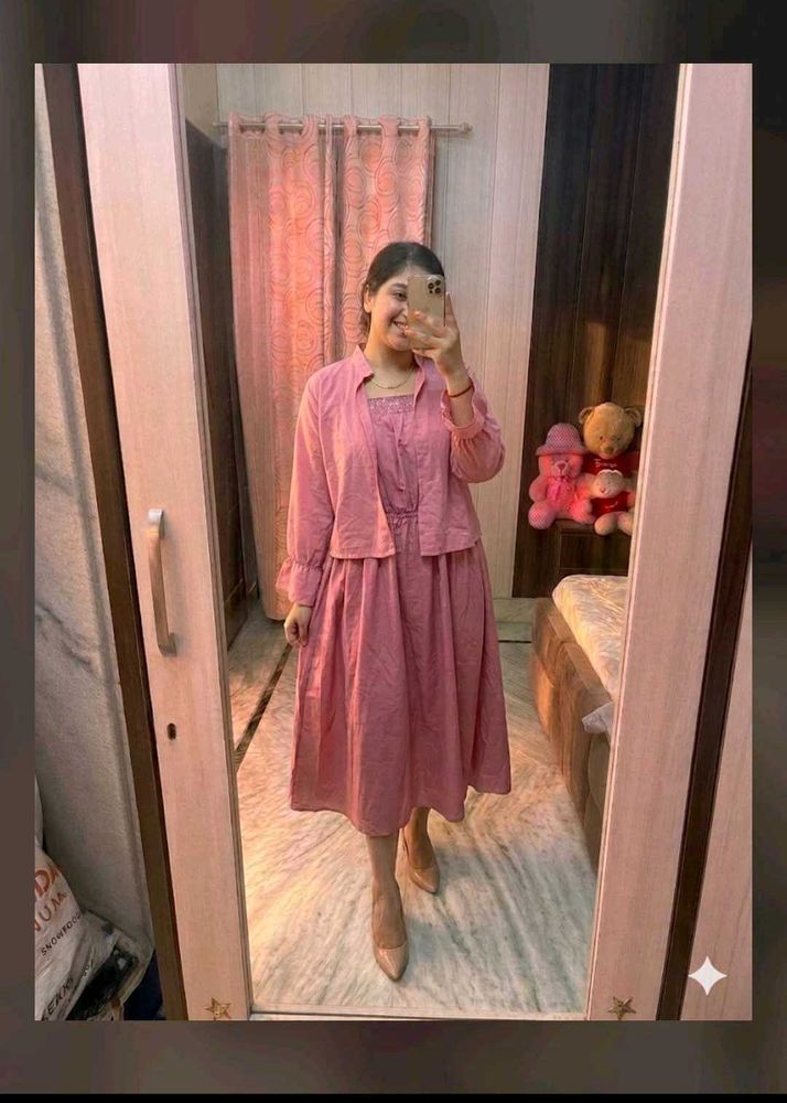 Chic Pink Kurta Set with Jacket