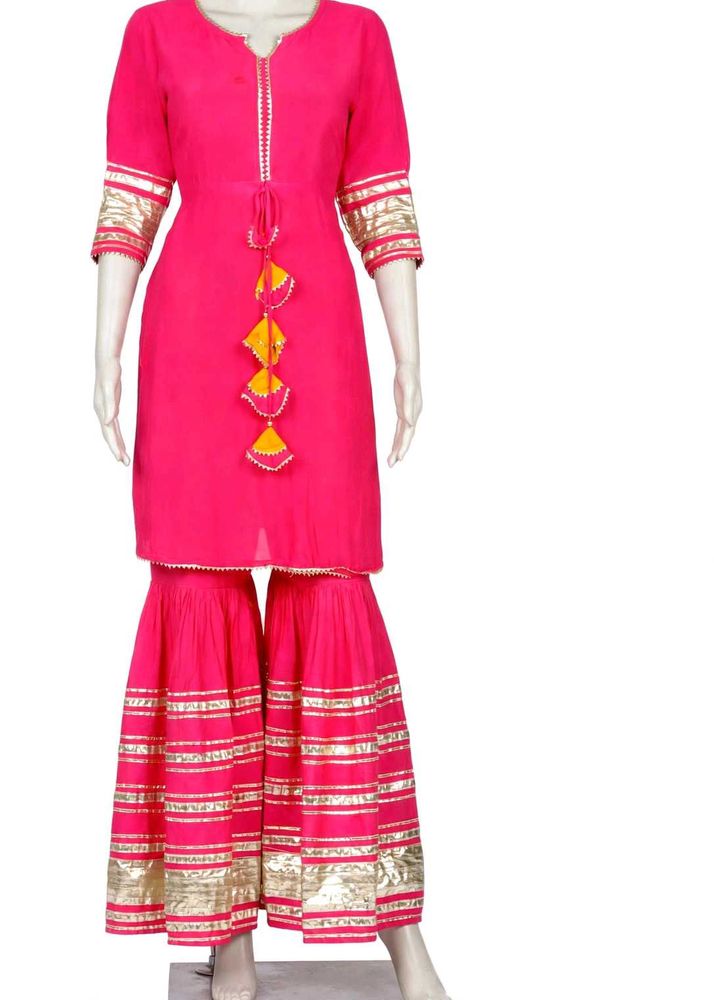 Vibrant Pink Kurta Set with Sharara Pants
