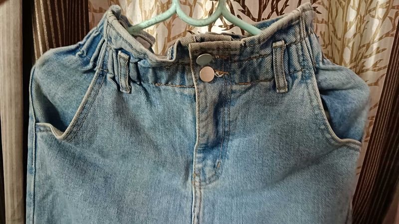 denim skirt with side slits