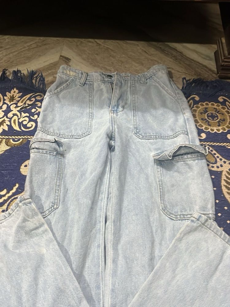 Light Wash Cargo Jeans