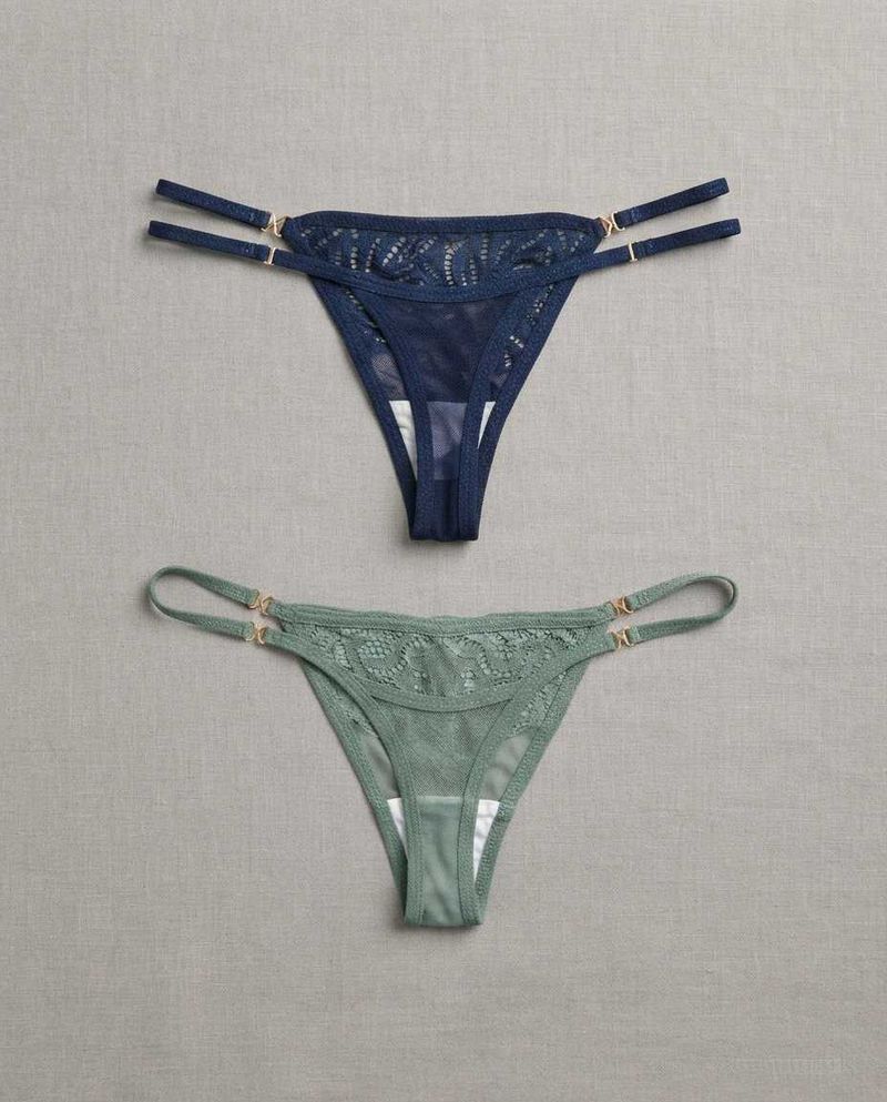 Lace Trim Thong Panty Combo