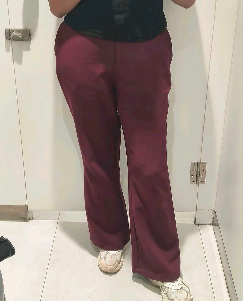 Maroon Flared Trousers