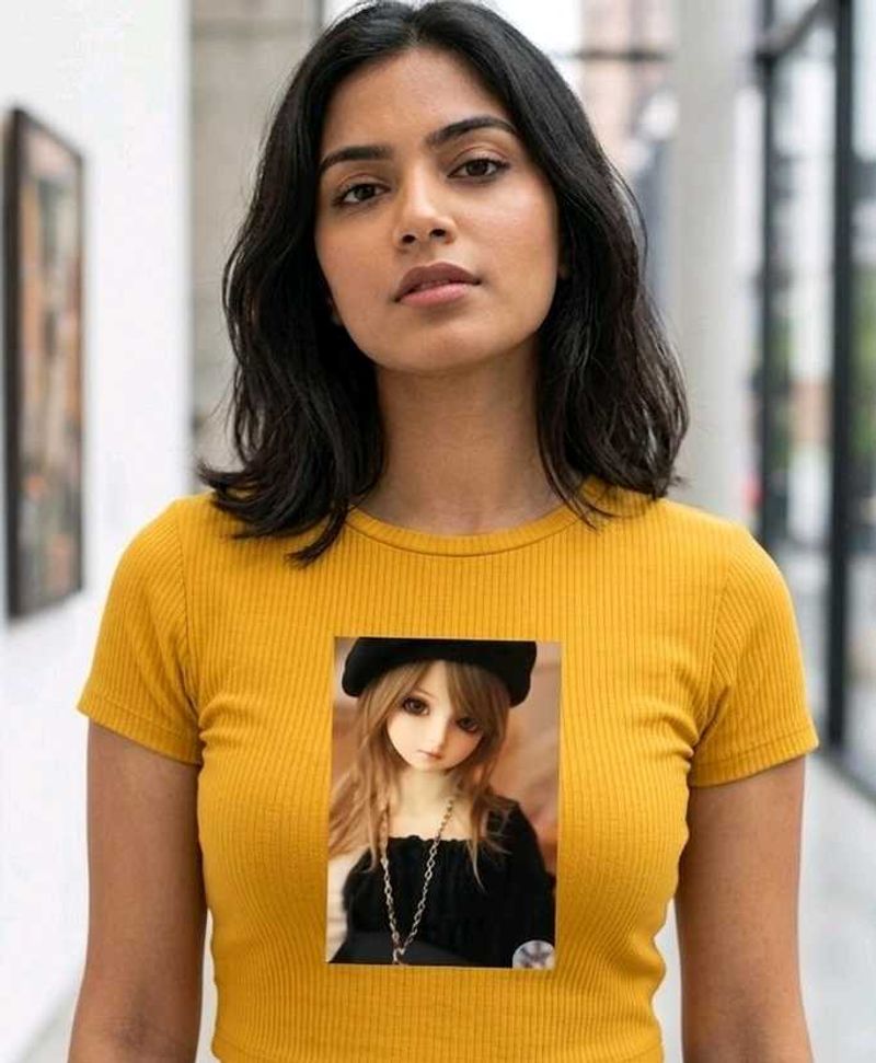 Yellow Graphic Crop Top