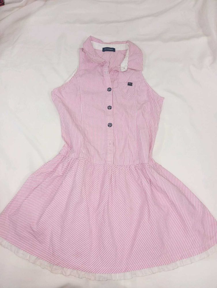 Pink Striped Sleeveless Dress