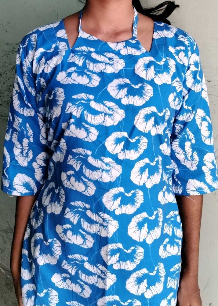 Blue printed short kurti