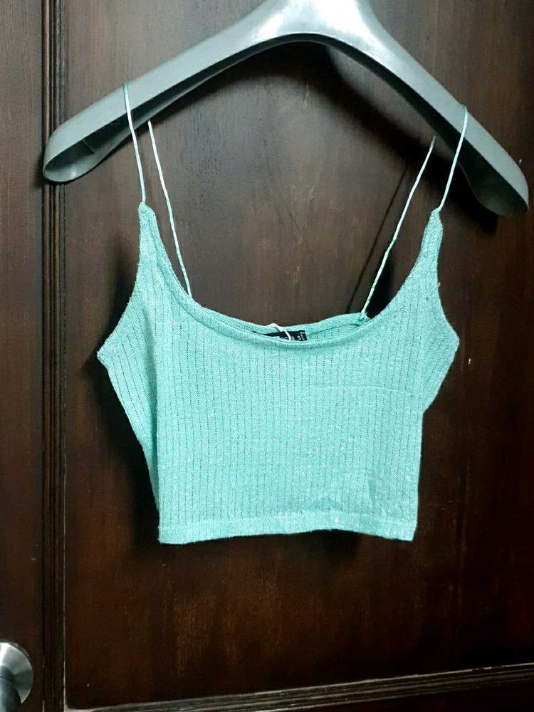 Mint Green Ribbed Crop Top small size no 138