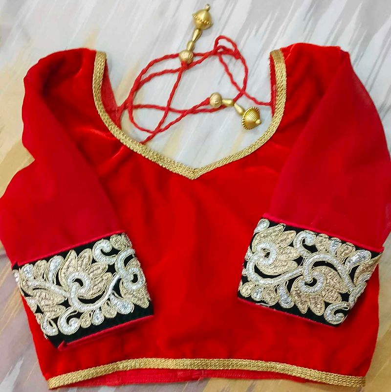 Elegant Red Embroidered Blouse