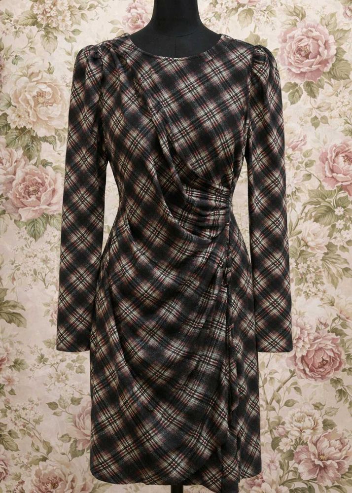 Plaid Flattering Long Sleeve Dress