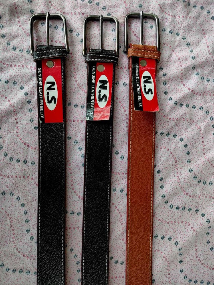 Genuine Leather Belts (Set of 3)