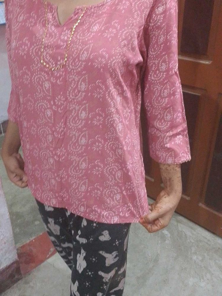 Pink Paisley Print Top