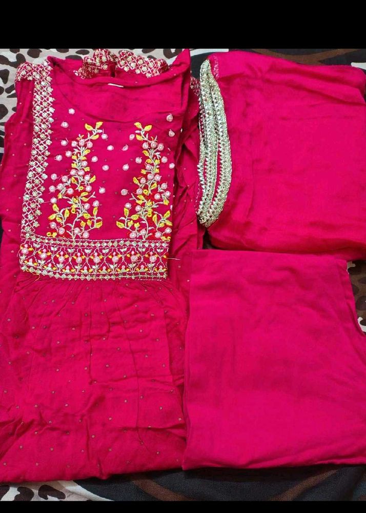 Vibrant Pink Embroidered Kurta Set