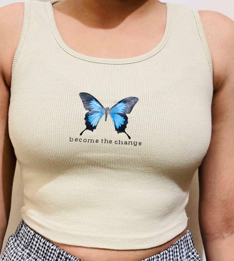 Butterfly Graphic Crop Tank Top
