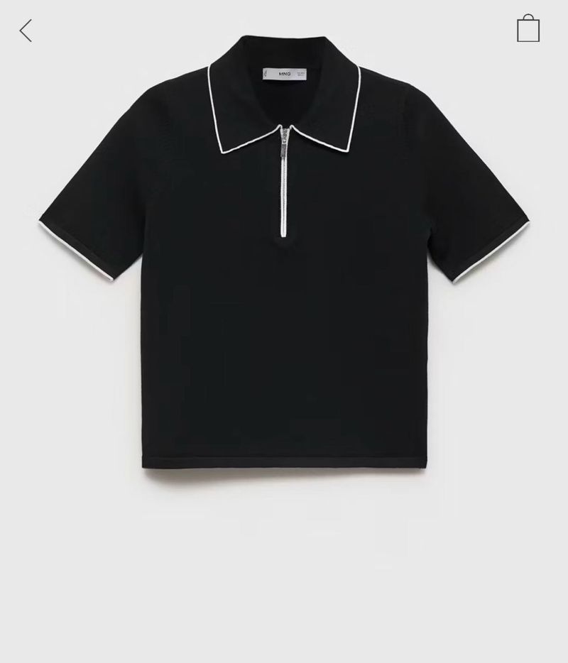 MANGO Polo Neck Sweater with Contrasting Trim