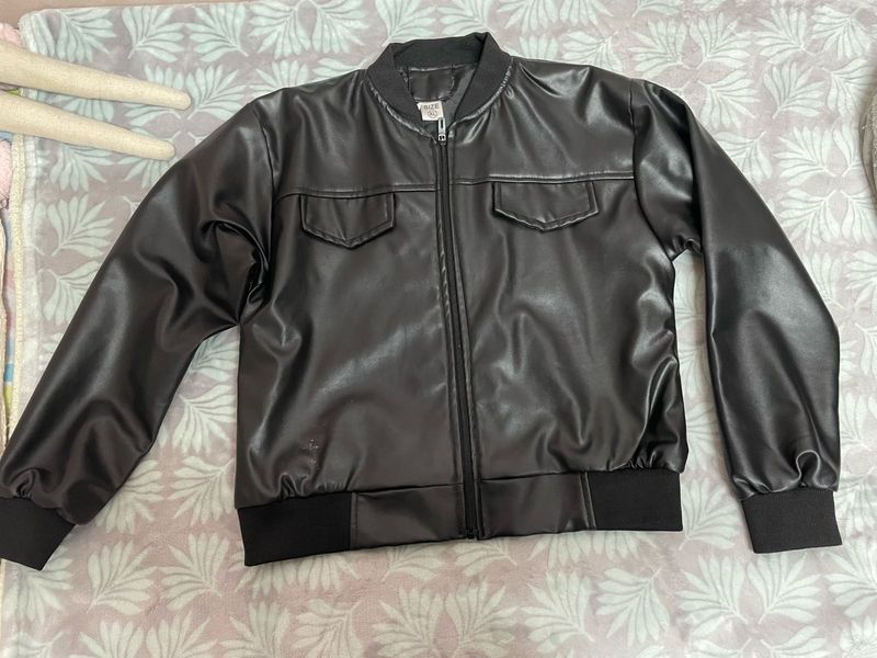 Classic Faux Leather Bomber Jacket