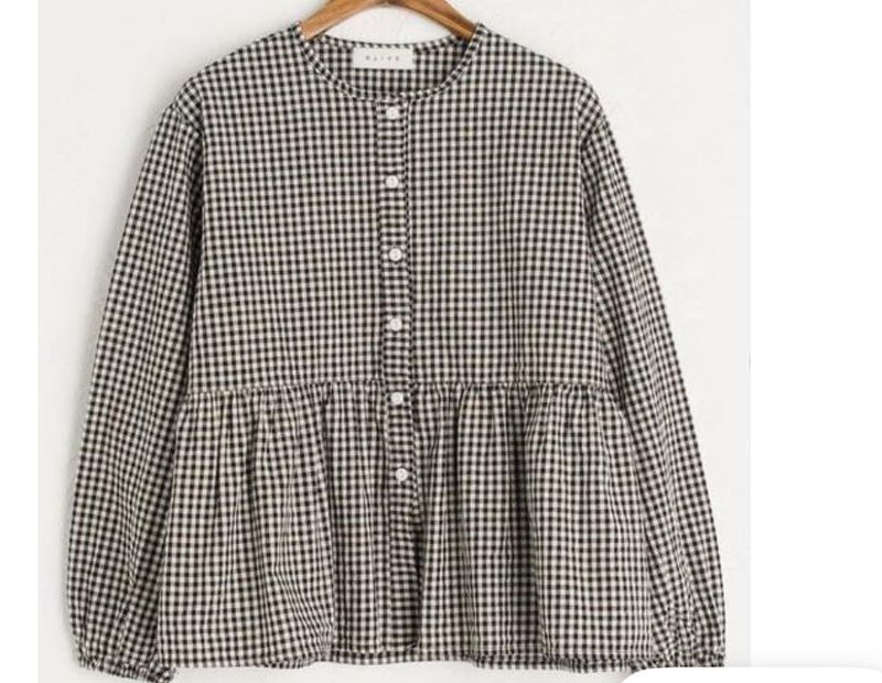 Gingham Print Peplum Top