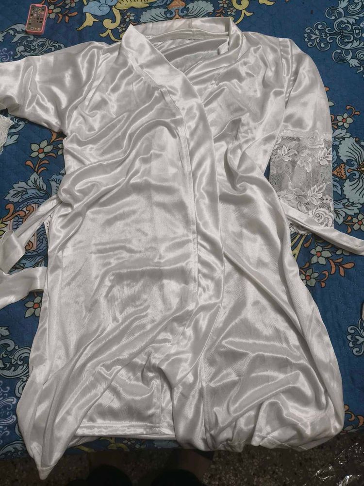 Silky White Robe for women in free size