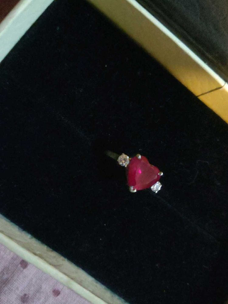 Heart-Shaped Ruby Ring with Diamonds