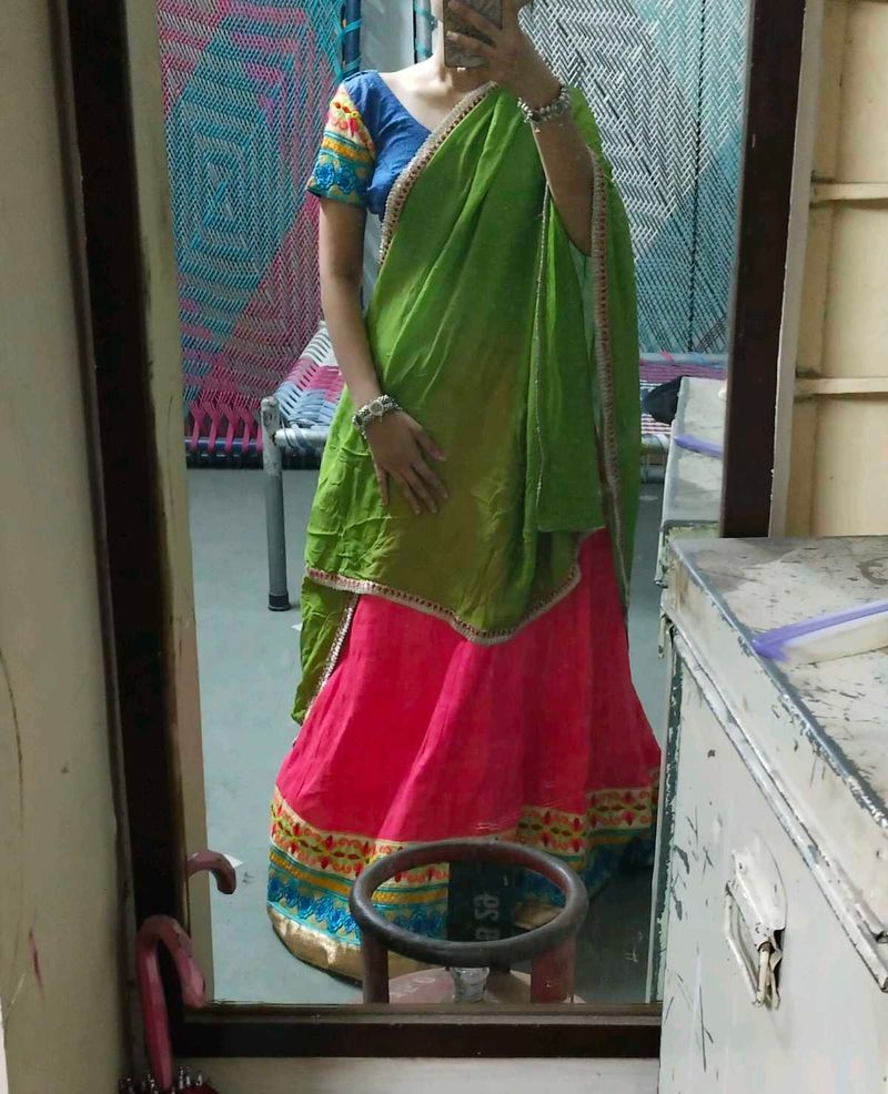 Vibrant Green Silk Saree