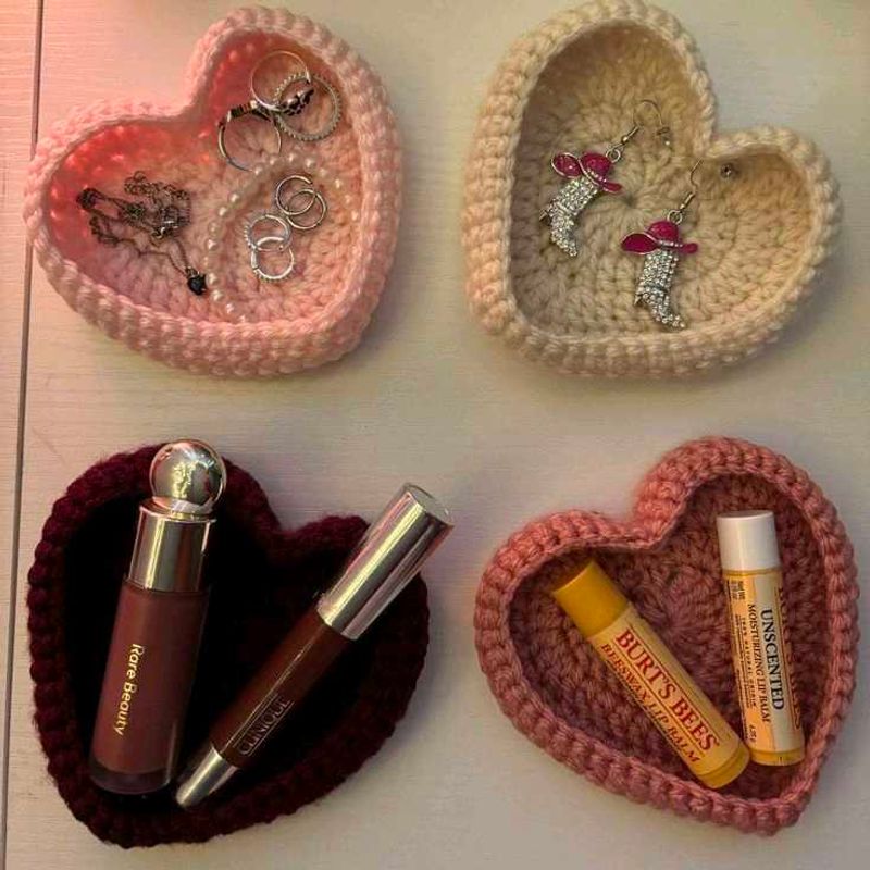 Heart Shaped Crochet Trinket Dish 🩷