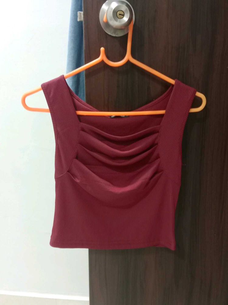Burgundy Ruched Tank Top