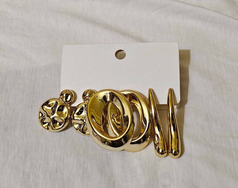 Chunky Gold Hoop Earrings Set