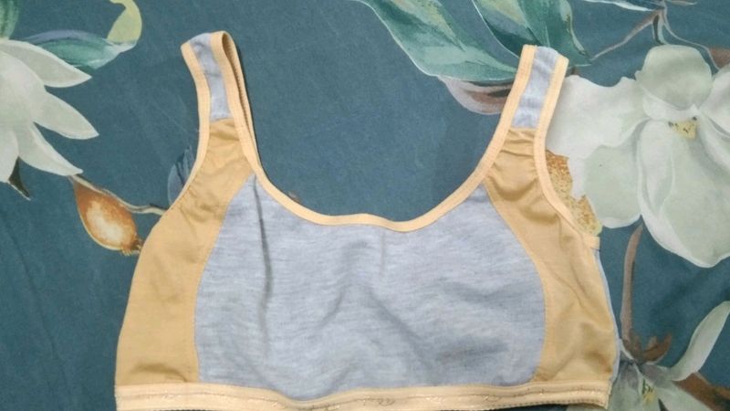 Comfortable Grey and Yellow Sports Bra