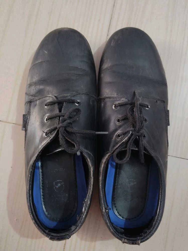 Black Leather Lace School Shoes