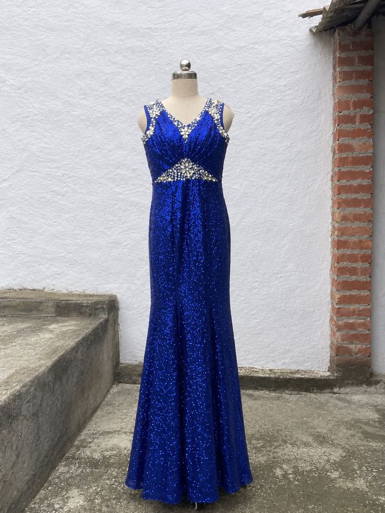 Sparkling Royal Blue Sequin Gown