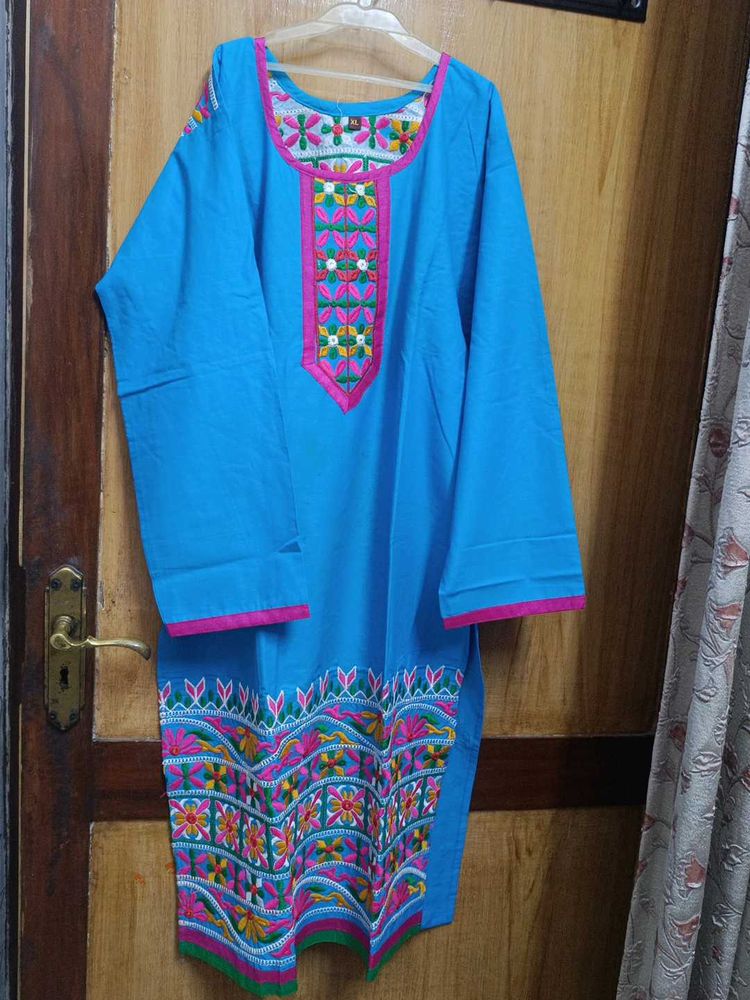 Embroidered Blue Kurta